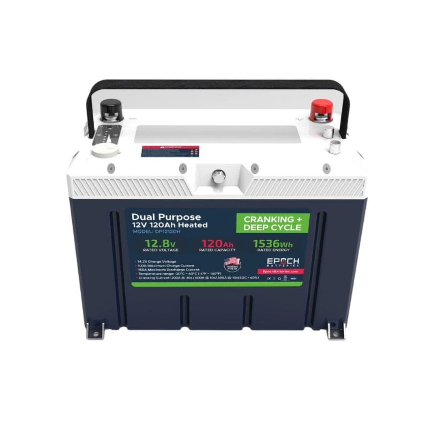 Epoch 12V 120Ah - Group 27 - Cranking & Deep Cycle Lithium Battery (Dual Purpose) - DP12120H