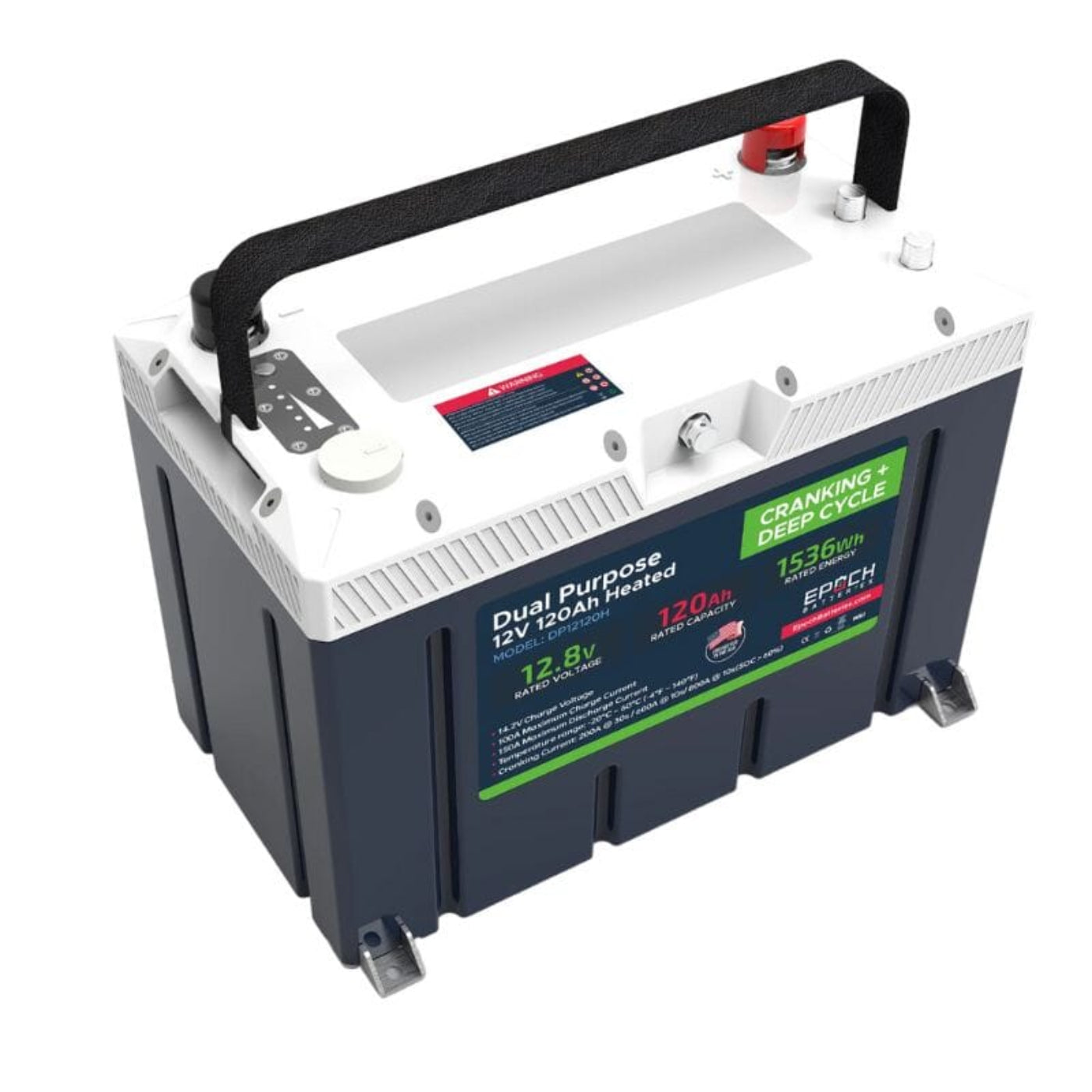 Epoch 12V 120Ah - Group 27 - Cranking & Deep Cycle Lithium Battery (Dual Purpose) - DP12120H