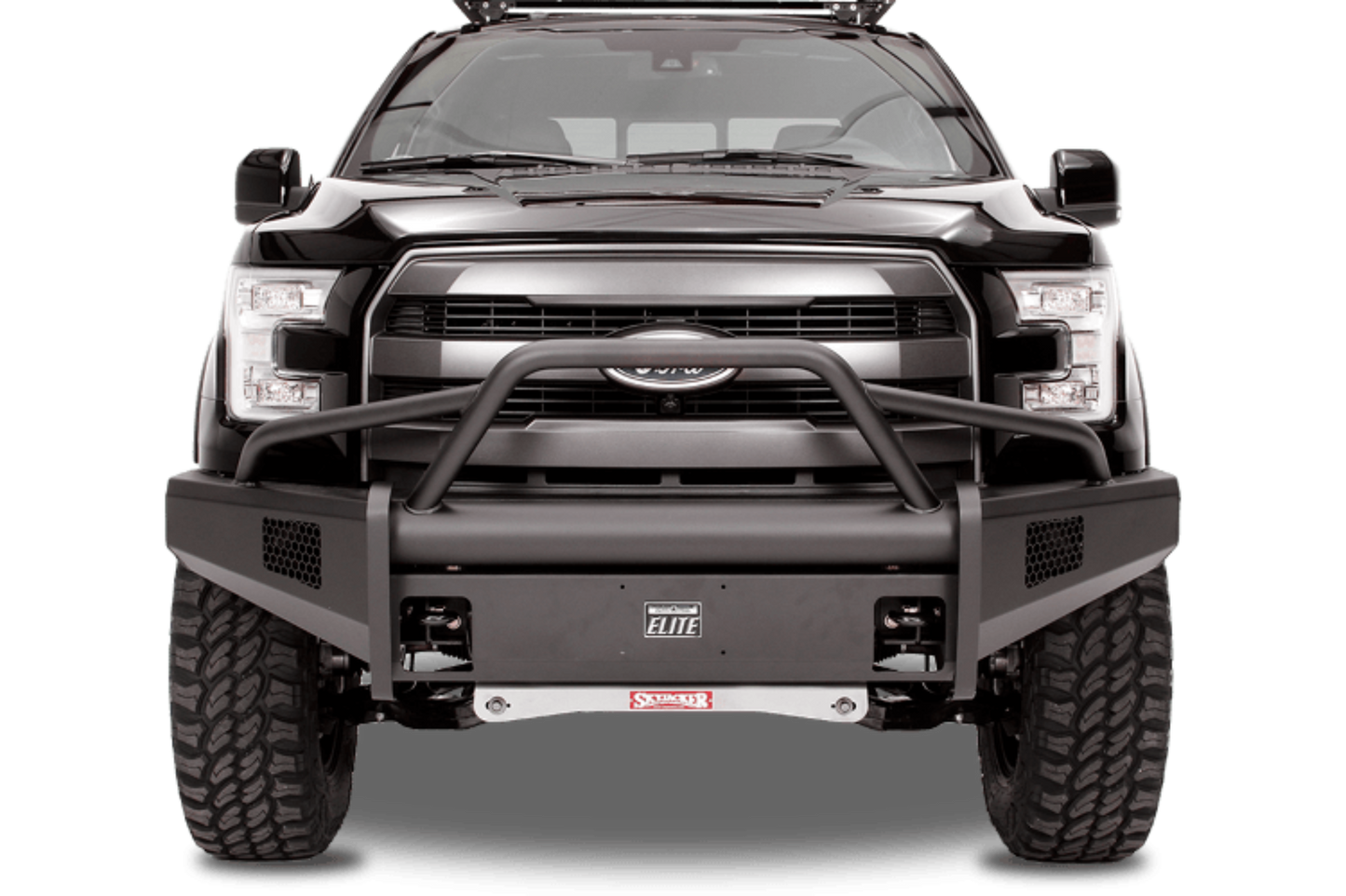 Fab Fours FF09-R1962-1 Ford F150 2009-2014 Black Steel Elite Front Bumper Pre-Runner Guard with Tow Hooks