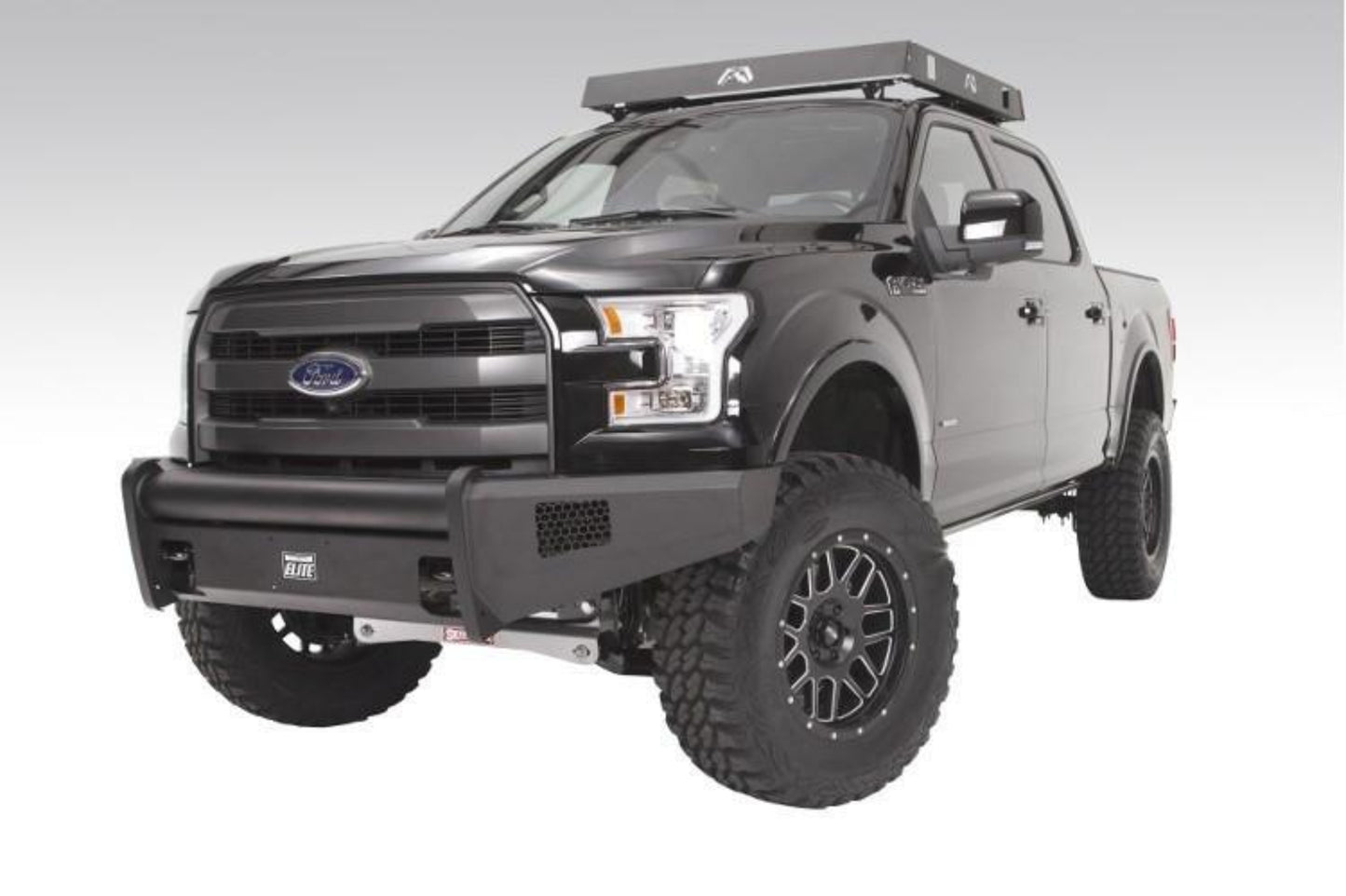 Fab Fours FF15-R3251-1 Ford F150 2015-2017 Black Steel Elite Front Bumper No Guard with Tow Hooks