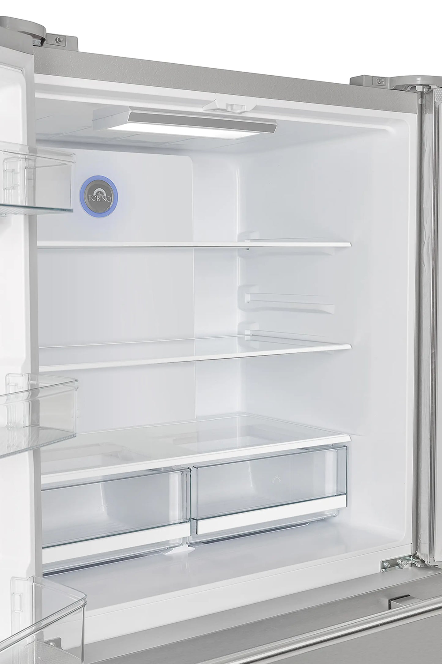 Forno Moena 36-Inch French Door 19.2 cu. ft Refrigerator with Modern Decorative Grille in Stainless Steel (FFRBI1820-40MG)