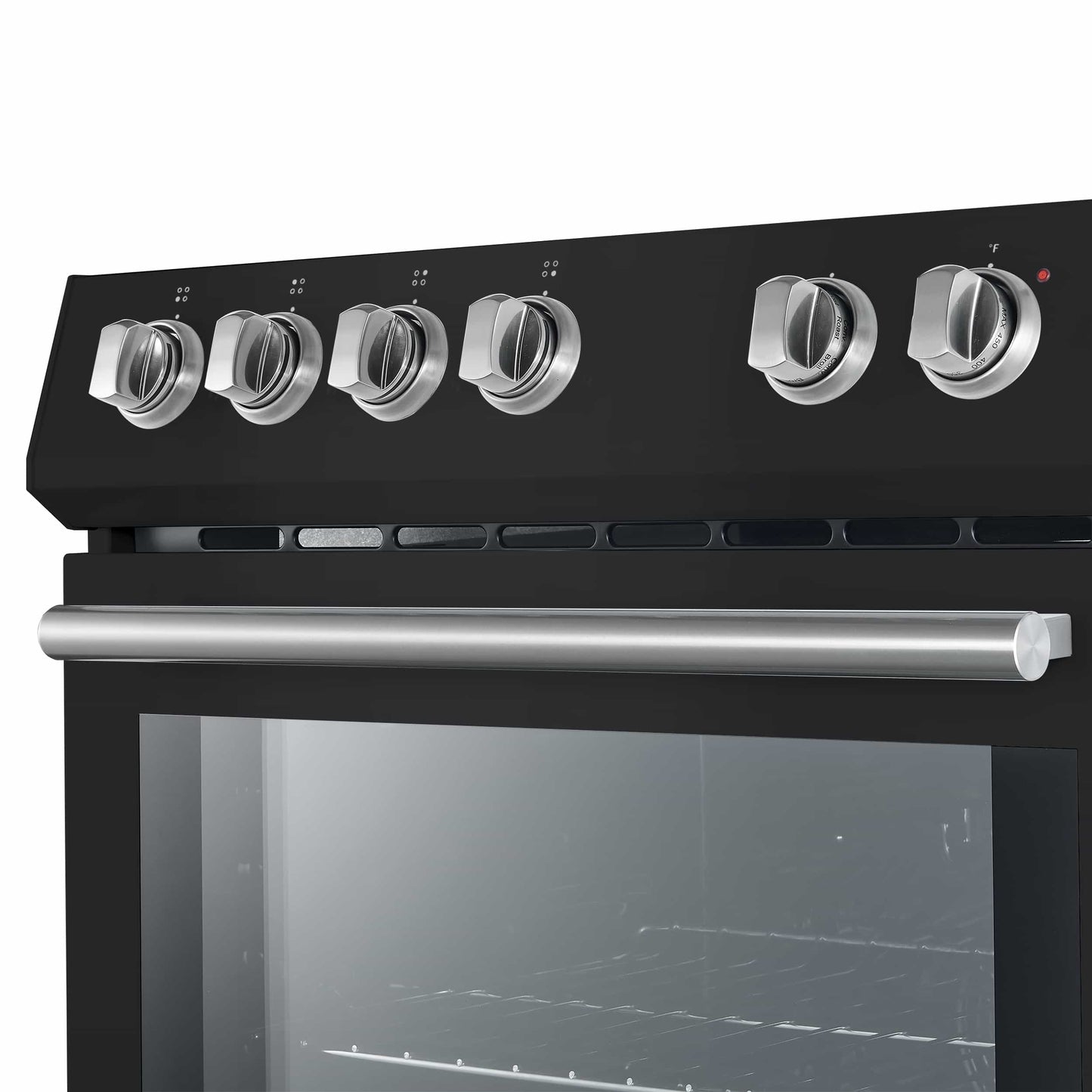 Forno 5-Piece Appliance Package - 30-Inch Electric Range, Under Cabinet Range Hood, Refrigerator, Dishwasher, and 24-Inch Microwave Oven in Black with Stainless Steel Trim - APR5-6012-30BLK-MWO24
