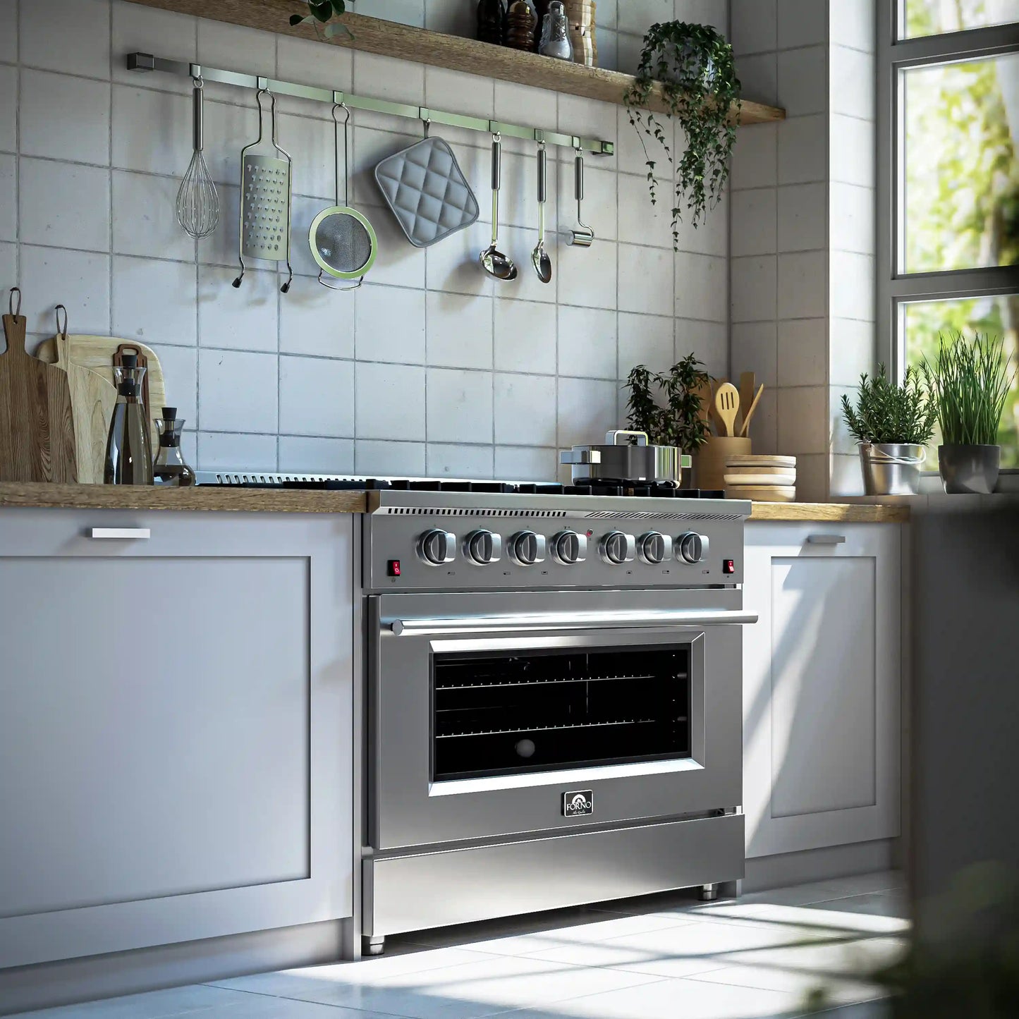 Forno Galiano 36-Inch  Gas Range with 6 Burners and Gas Convection Oven  - FFSGS6244-36