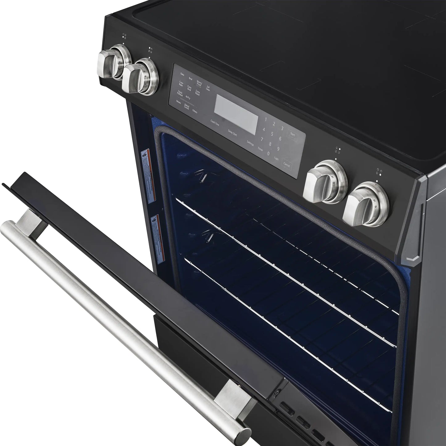 Forno 5-Piece Appliance Package - 30-Inch Induction Range, Under Cabinet Range Hood, Refrigerator, Dishwasher, and 30-Inch Microwave Oven in Black with Antique Brass Trim - APR5-905-30BLK-MWO30