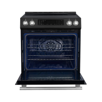 Forno 5-Piece Appliance Package - 30-Inch Induction Range, Under Cabinet Range Hood, Refrigerator, Dishwasher, and 24-Inch Microwave Drawer in Black with Stainless Steel Trim - APR5-905-30BLK