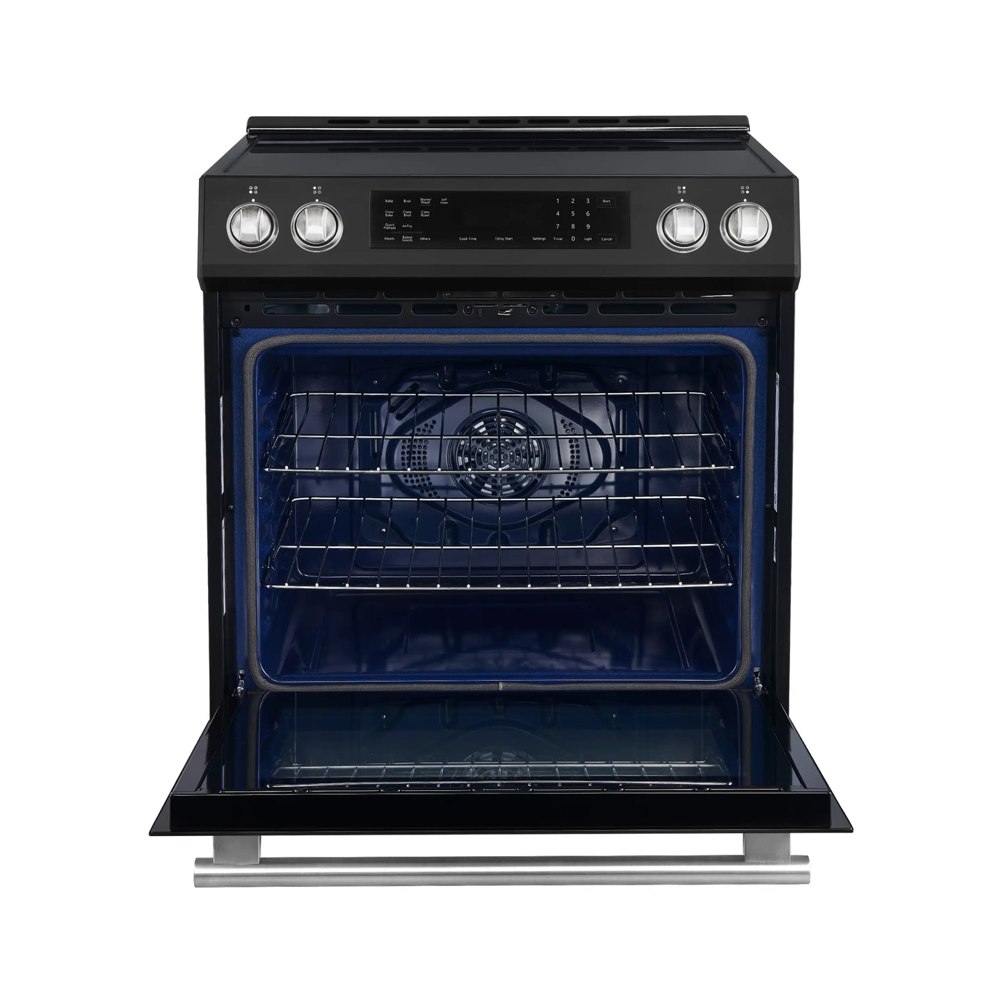 Forno Espresso Donatello 30-Inch Induction Range with Digital Display in Black with Antique Brass Trim  - FFSIN0905-30BLK