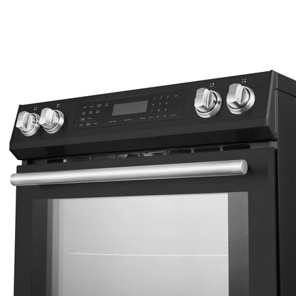 Forno 5-Piece Appliance Package - 30-Inch Inducton Range, Under Cabinet Range Hood, Refrigerator, Dishwasher, and 24-Inch Microwave Oven in Black with Antique Brass Trim - APR5-905-30BLK-MWO24