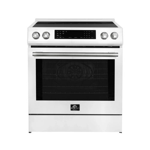 Forno Espresso Donatello 30-Inch Induction Range with Digital Display in White with Stainless Steel Handle  - FFSIN0905-30WHT