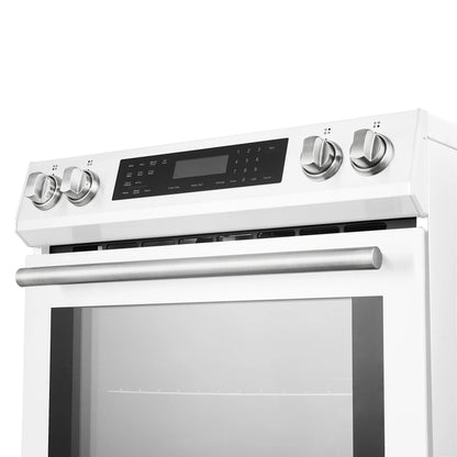 Forno Espresso Donatello 30-Inch Induction Range with Digital Display in White with Stainless Steel Handle  - FFSIN0905-30WHT