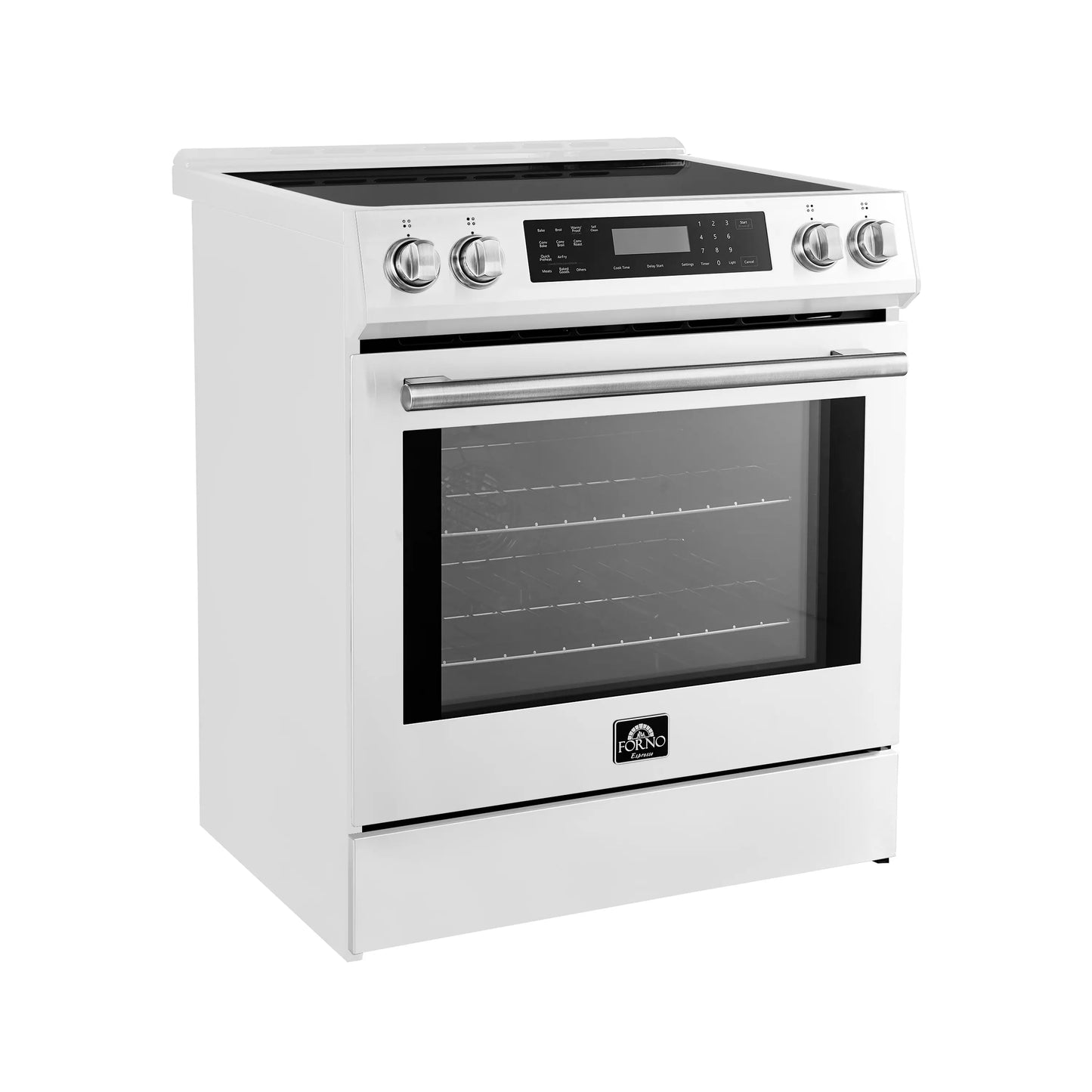 Forno Espresso Donatello 30-Inch Induction Range with Digital Display in White with Stainless Steel Handle  - FFSIN0905-30WHT