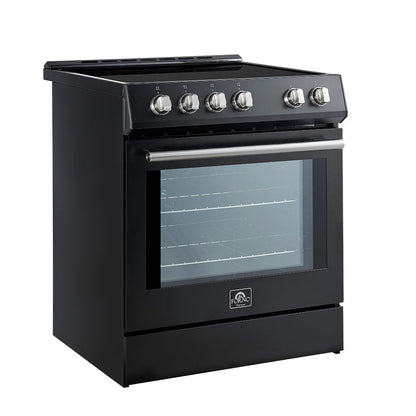 Forno 5-Piece Appliance Package - 30-Inch Induction Range, Under Cabinet Range Hood,  French Door Refrigerator, Dishwasher, and  Microwave Drawer in Black with Stainless Steel Trim - APR5-982-30BLK