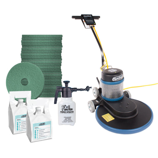 CleanFreak® 1500 RPM High Speed Floor Polishing Package w/ 20" Burnisher, Pads & Spray Buff Solution