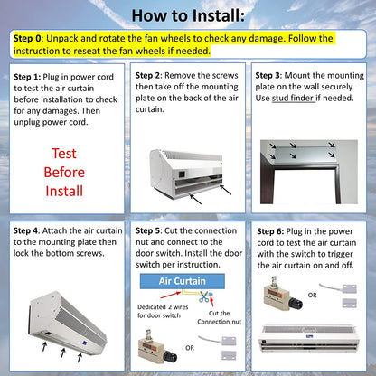AWOCO Super Power Air Curtain ETL 120V Unheated w/Magnetic Switch by Awoco - FM1509-ETL