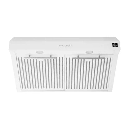 Forno 5-Piece Appliance Package - 30-Inch Induction Range, Under Cabinet Range Hood, Refrigerator, Dishwasher, and  30-Inch Microwave Oven in White with Stainless Steel Trim - APR5-905-30WHT-MWO30