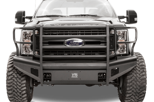 Fab Fours FS08-Q1960-1 Ford F250/F350 Superduty 2008-2010 Black Steel Elite Front Bumper Full Guard with Tow Hooks
