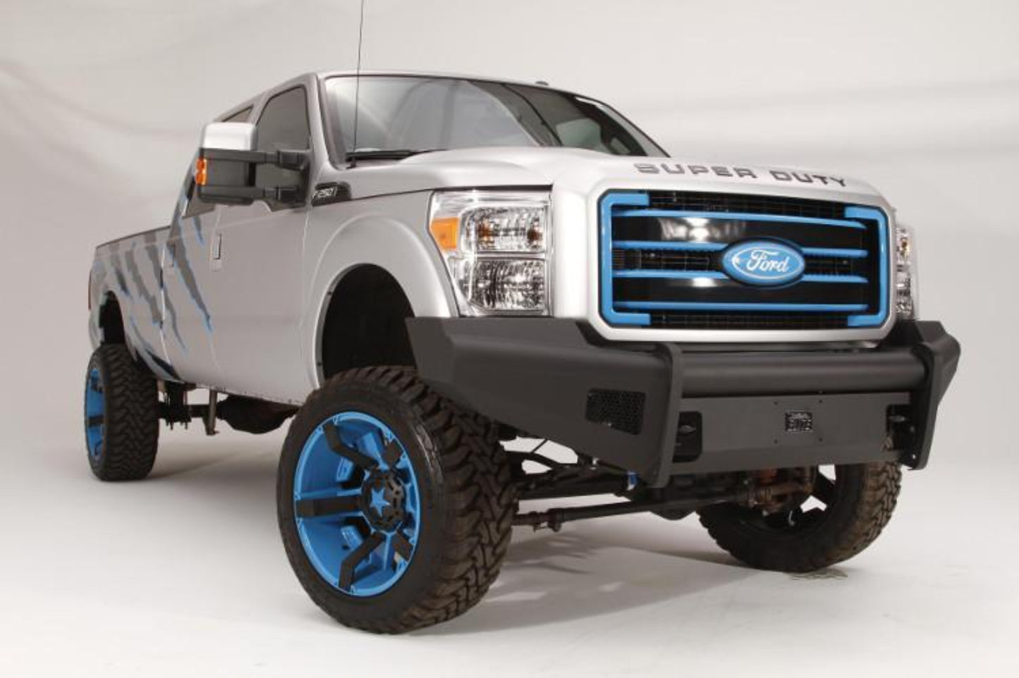 Fab Fours FS08-Q1961-1 Ford F250/F350 Superduty 2008-2010 Black Steel Elite Front Bumper No Guard with Tow Hooks - FS08-Q1961-1