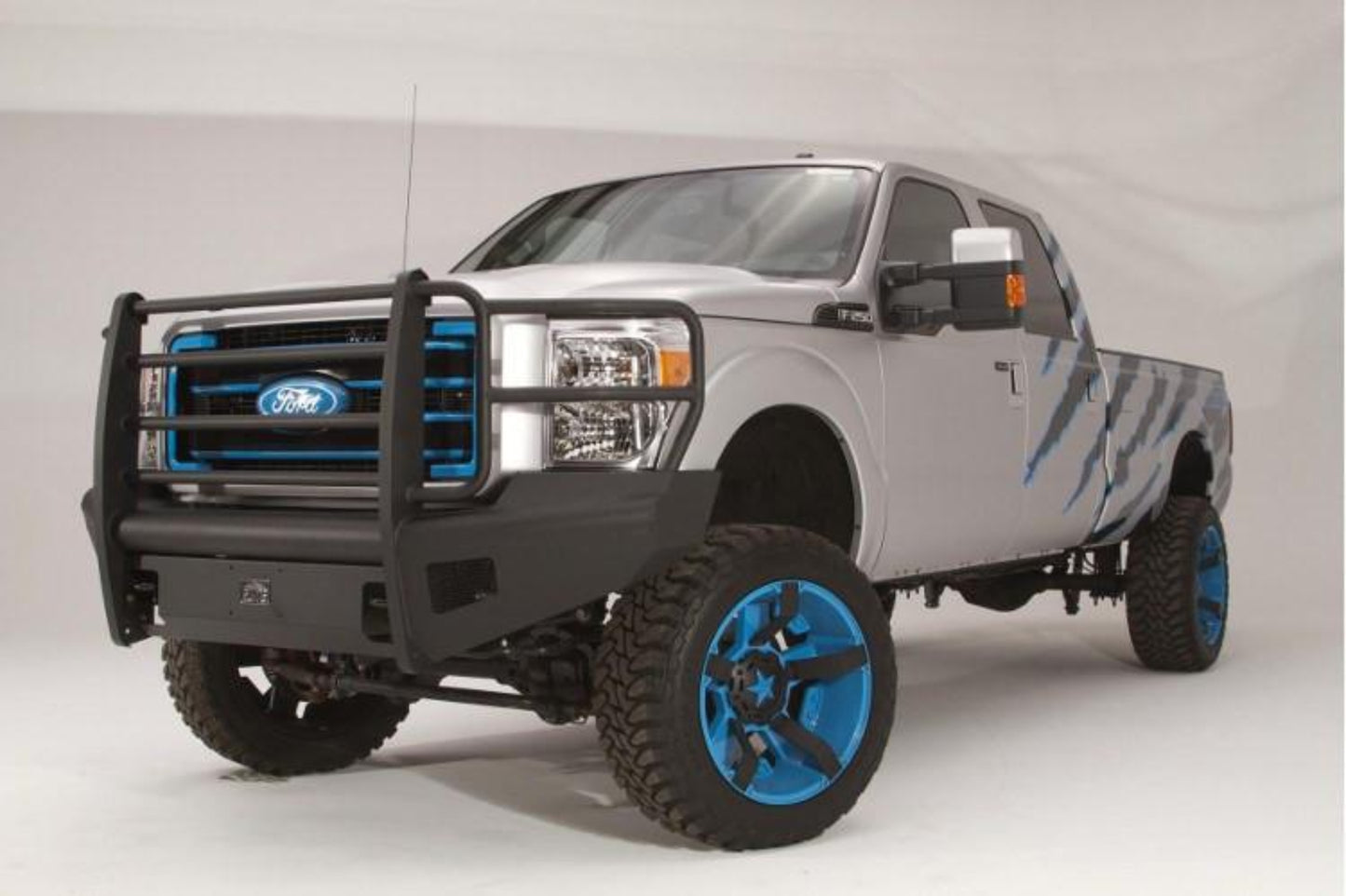 Fab Fours FS11-Q2560-1 Ford F250/F350 Superduty 2011-2016 Black Steel Elite Front Bumper Full Guard with Tow Hooks