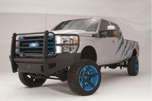 Fab Fours FS11-Q2560-1 Ford F450/F550 Superduty 2011-2016 Black Steel Elite Front Bumper Full Guard with Tow Hooks