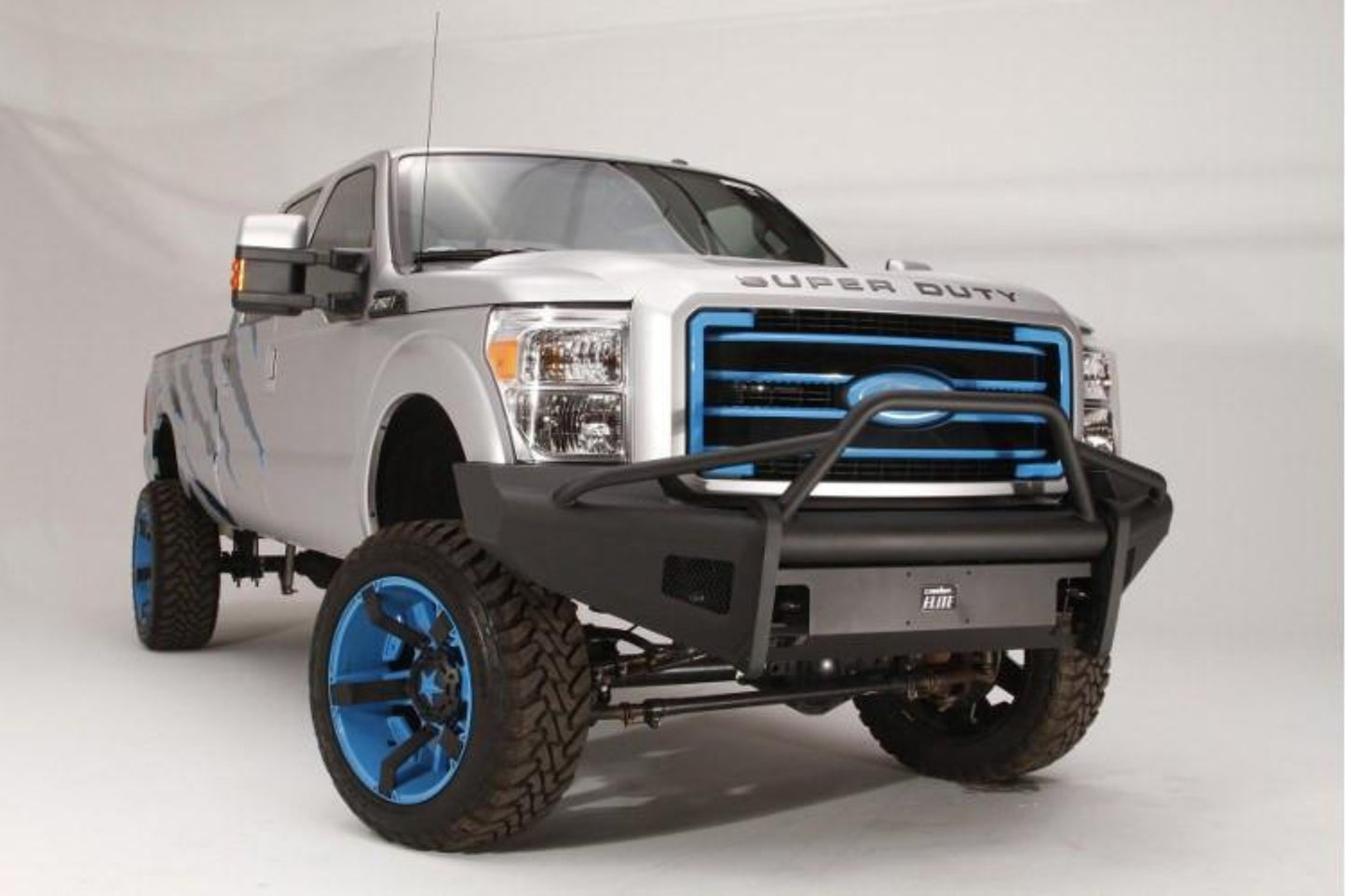 Fab Fours FS11-Q2562-1 Ford F250/F350 Superduty 2011-2016 Black Steel Elite Front Bumper Pre-Runner Guard with Tow Hooks