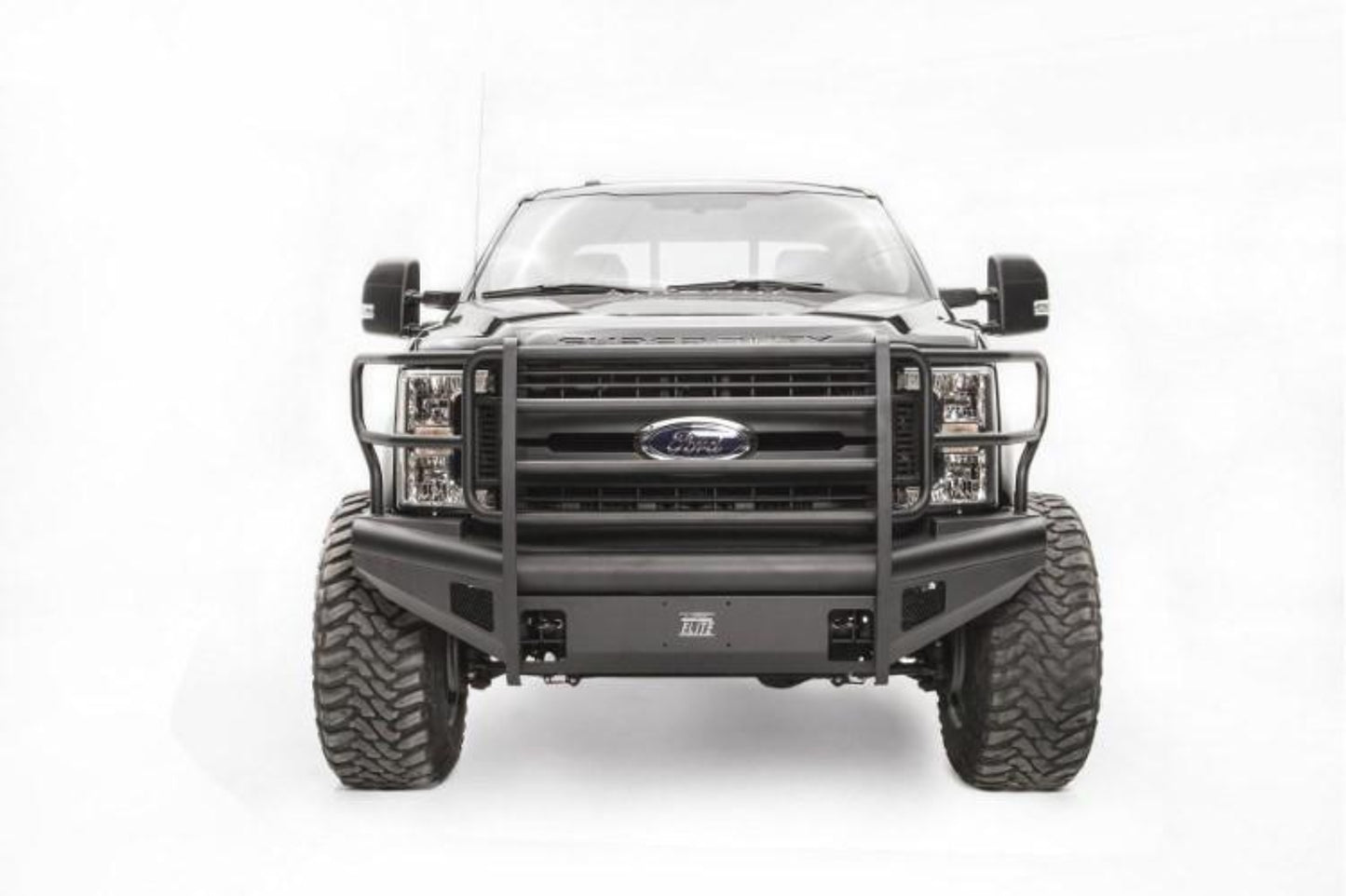 Fab Fours FS17-Q4160-1 Ford F250/F350 Superduty 2017-2022 Black Steel Elite Front Bumper Full Guard with Tow Hooks