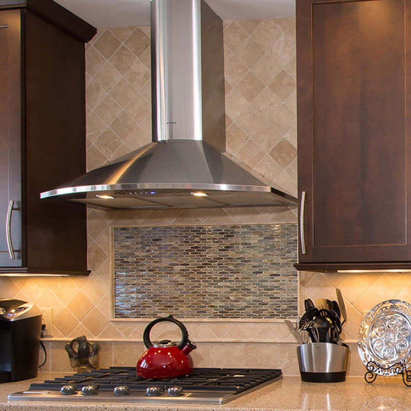 Faber Tender Wall Mount Range Hood with Size Options in Stainless Steel - TEND30SSV