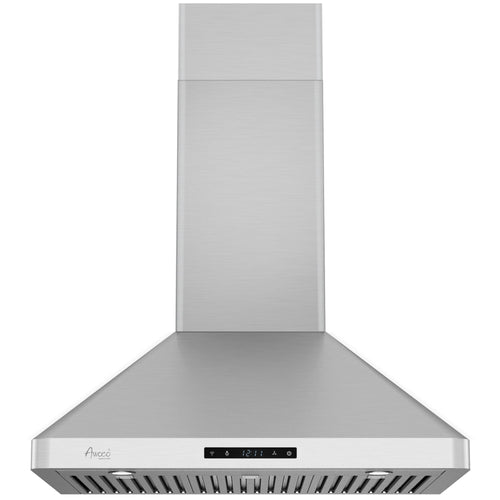 Awoco RH-WT-C Wall Mount Stainless Steel Range Hood, 3 Speeds, 6” Round Top Vent, 800CFM, 2 LED Lights, with Remote Control - RH-WT-C30