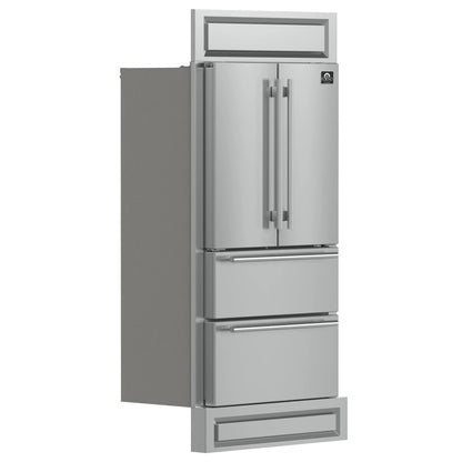 Forno Moena 36-Inch French Door 19.2 cu. ft Refrigerator with Modern Decorative Grille in Stainless Steel (FFRBI1820-40MG)