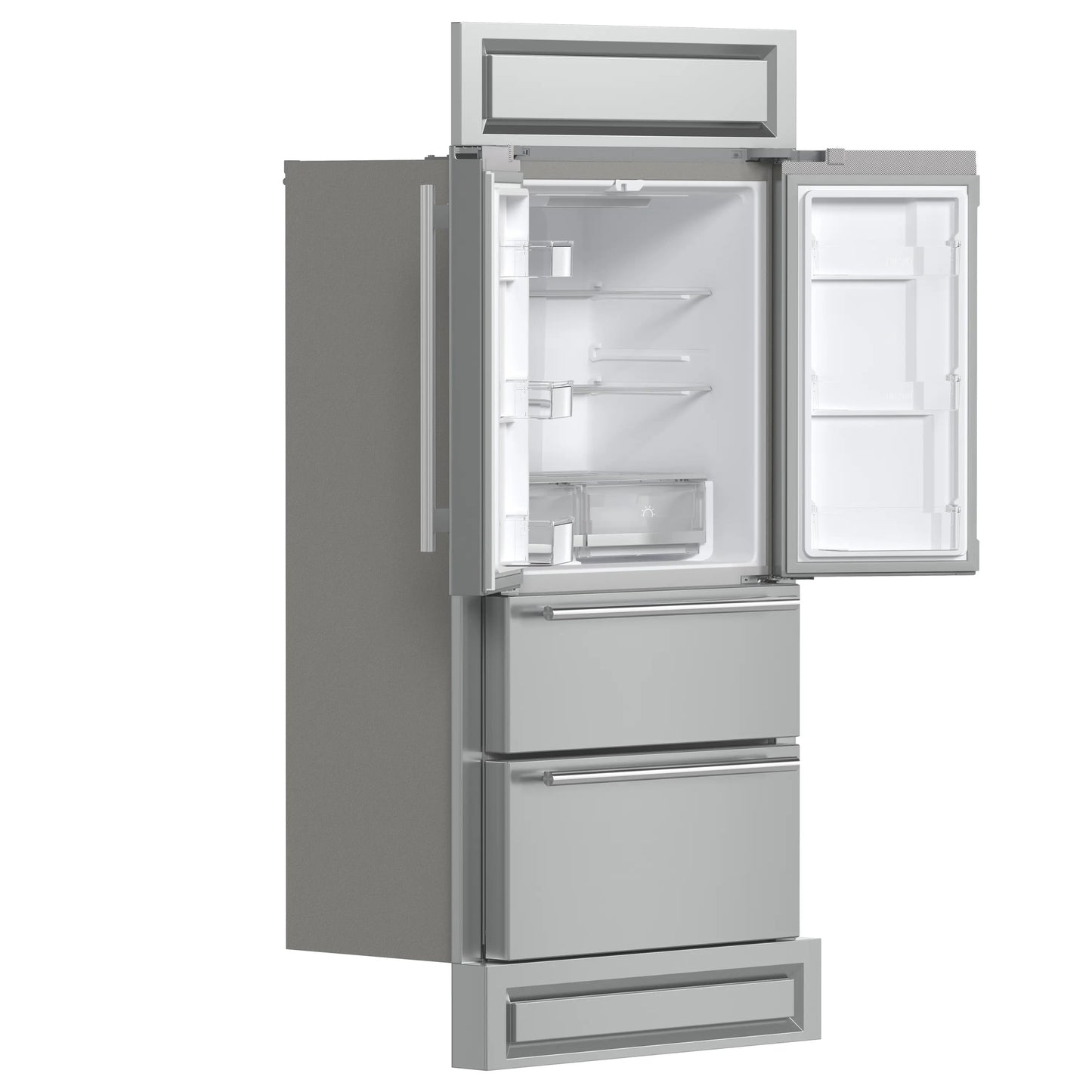 Forno Moena 36-Inch French Door 19.2 cu. ft Refrigerator with Modern Decorative Grille in Stainless Steel (FFRBI1820-40MG)