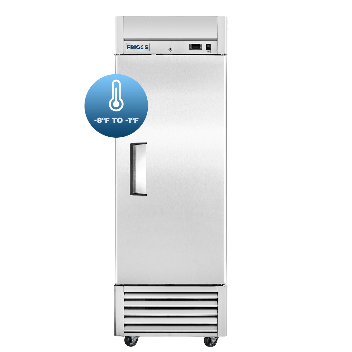 Frigos Commercial Reach in Freezer 27" Width Solid 1 Door 21  with Aluminum Interior with 304 Stainless Steel Floor - FG-FZ-1D