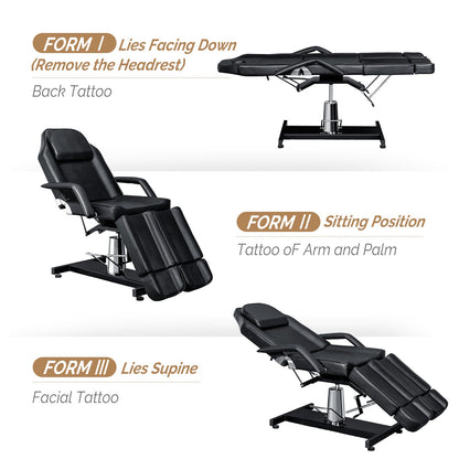 OmySalon HTBS 71in Professional 360 Degree Rotating Hydraulic Height Adjustable Facial Massage Tattoo Bed with 2 Adjustable Split Legs - A0259G59000638