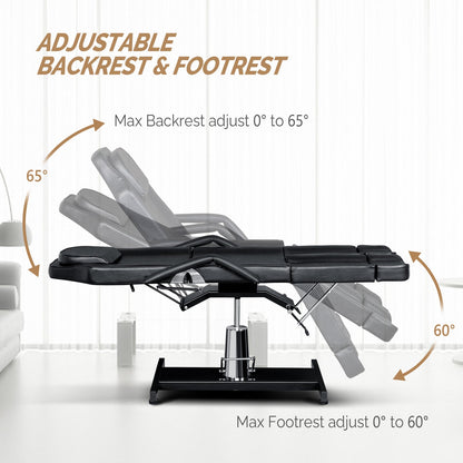 OmySalon HTBS 71in Professional 360 Degree Rotating Hydraulic Height Adjustable Facial Massage Tattoo Bed with 2 Adjustable Split Legs - A0259G59000638