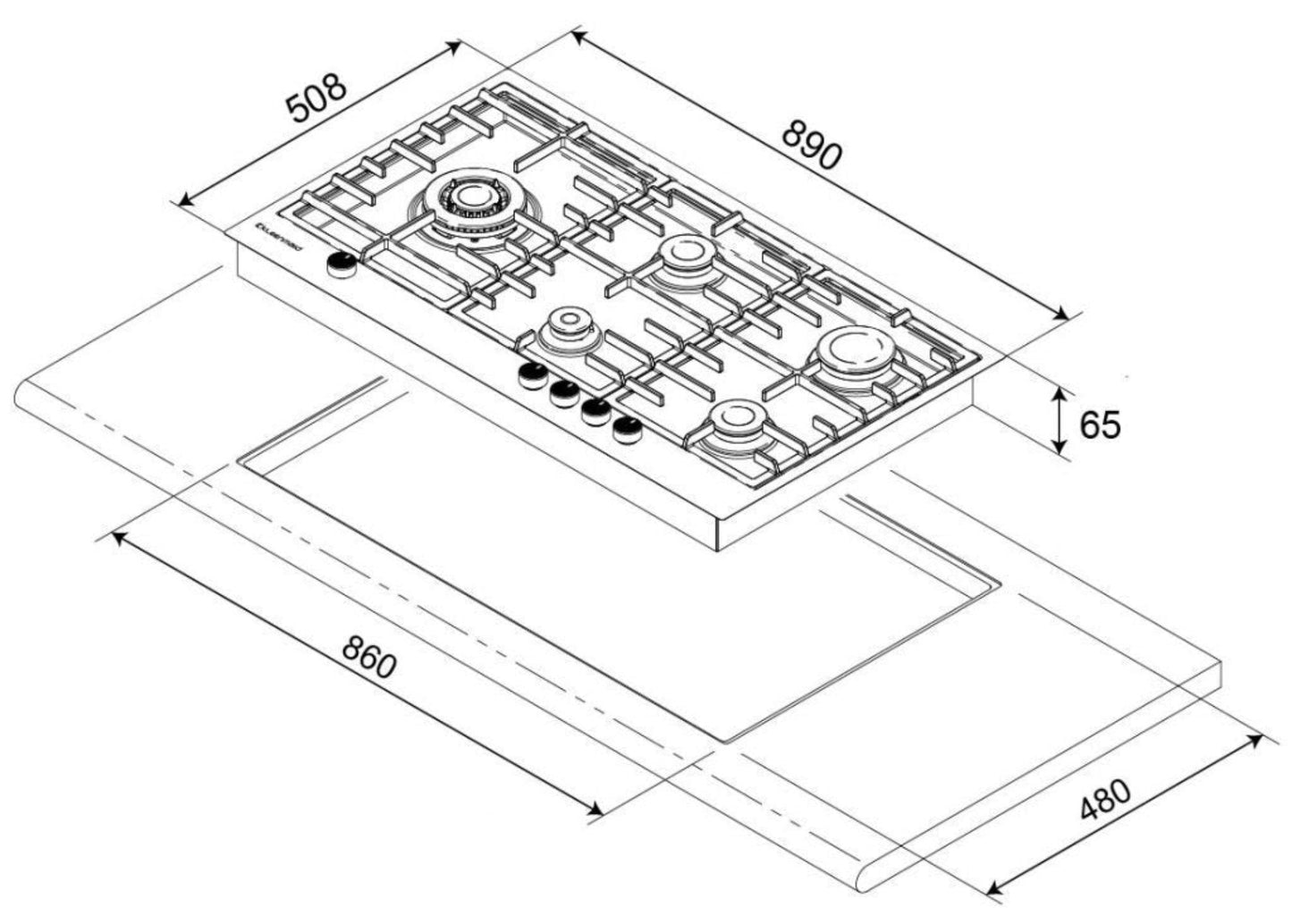 Kleenmaid GCT9030 90cm Stainless Steel Gas Cooktop - GCT9030