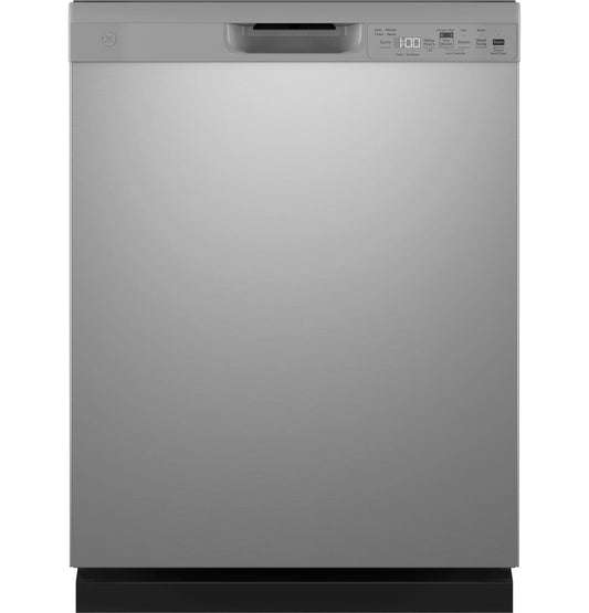 GE Appliances  Front Control with Plastic Interior Dishwasher with Sanitize Cycle & Dry Boost Stainless Steel - GDF550PSRSS