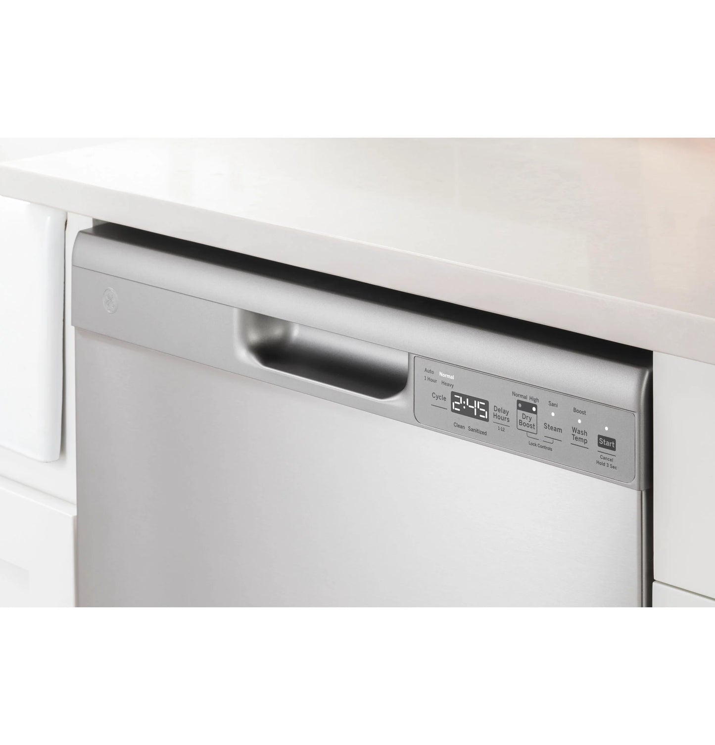 GE Appliances  Front Control with Plastic Interior Dishwasher with Sanitize Cycle & Dry Boost Stainless Steel - GDF550PSRSS