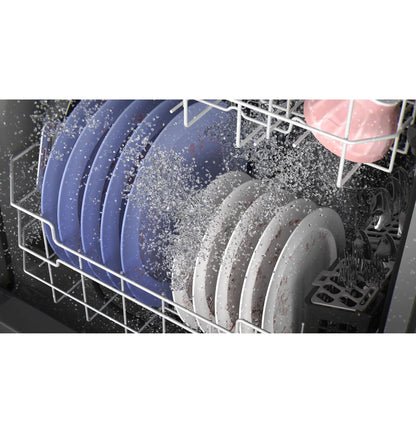 GE Appliances  Front Control with Plastic Interior Dishwasher with Sanitize Cycle & Dry Boost Stainless Steel - GDF550PSRSS