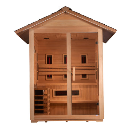 Golden Designs "Carinthia" 3 Person Hybrid (PureTech  Full Spectrum IR or Traditional Stove) - GDI-8123-01 Outdoor Sauna (GDI-8123-01)