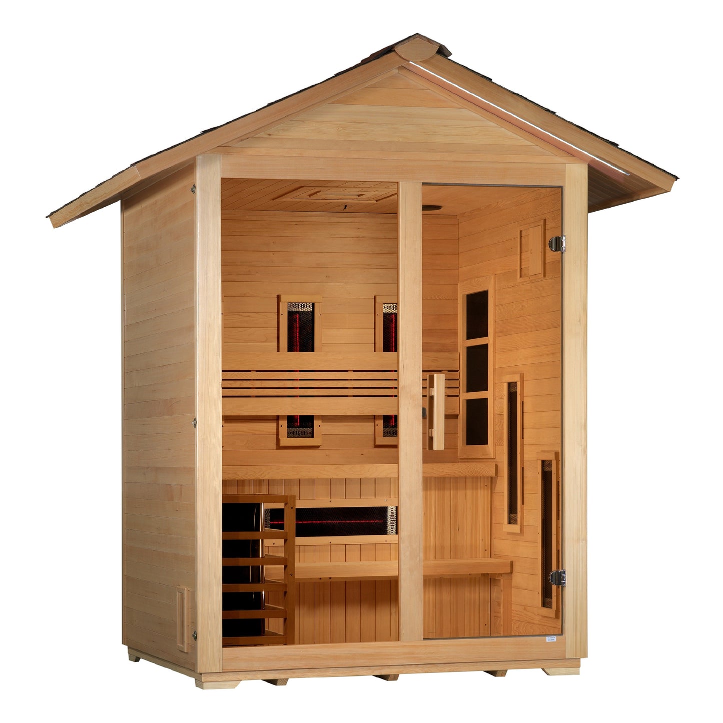 Golden Designs "Carinthia" 3 Person Hybrid (PureTech  Full Spectrum IR or Traditional Stove) - GDI-8123-01 Outdoor Sauna (GDI-8123-01)
