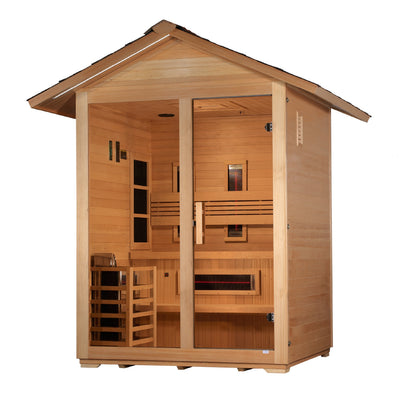 Golden Designs "Carinthia" 3 Person Hybrid (PureTech  Full Spectrum IR or Traditional Stove) - GDI-8123-01 Outdoor Sauna (GDI-8123-01)
