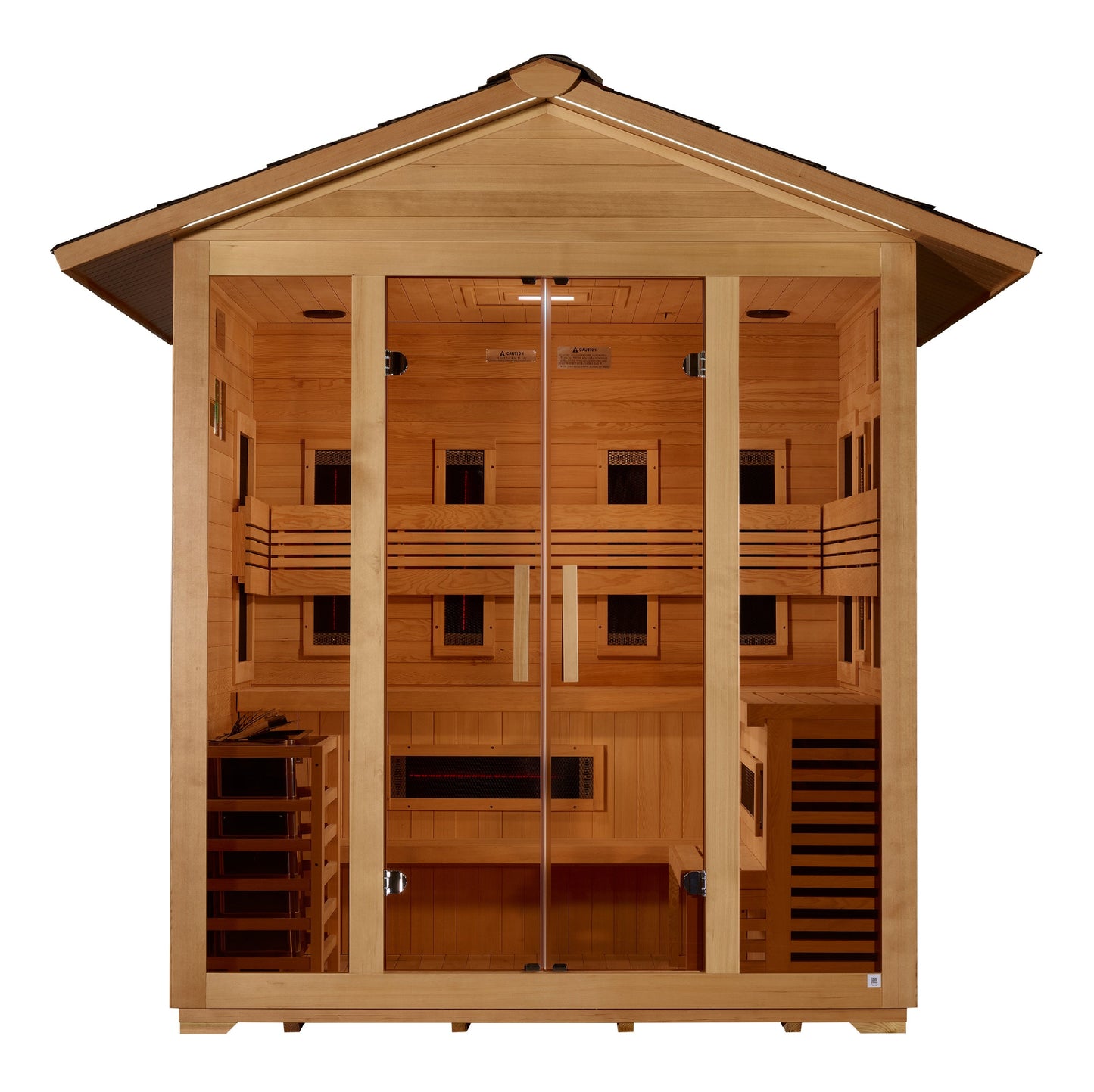 Golden Designs "Gargellen" 5 Person Hybrid (PureTech  Full Spectrum IR or Traditional Stove) Outdoor Sauna  - GDI-8125-01