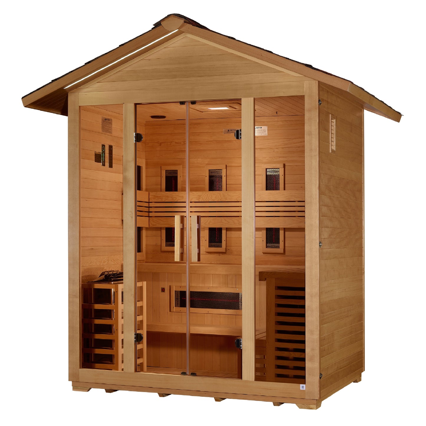 Golden Designs "Gargellen" 5 Person Hybrid (PureTech  Full Spectrum IR or Traditional Stove) Outdoor Sauna  - GDI-8125-01