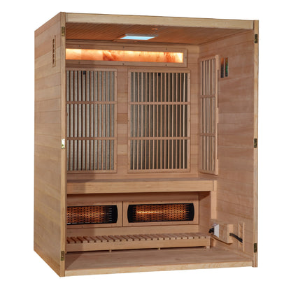 Golden Designs "Soria" 3 Person Hybrid Sauna (Indoor) Full Spectrum and Harvia Traditional Stove - GDI-8330-01