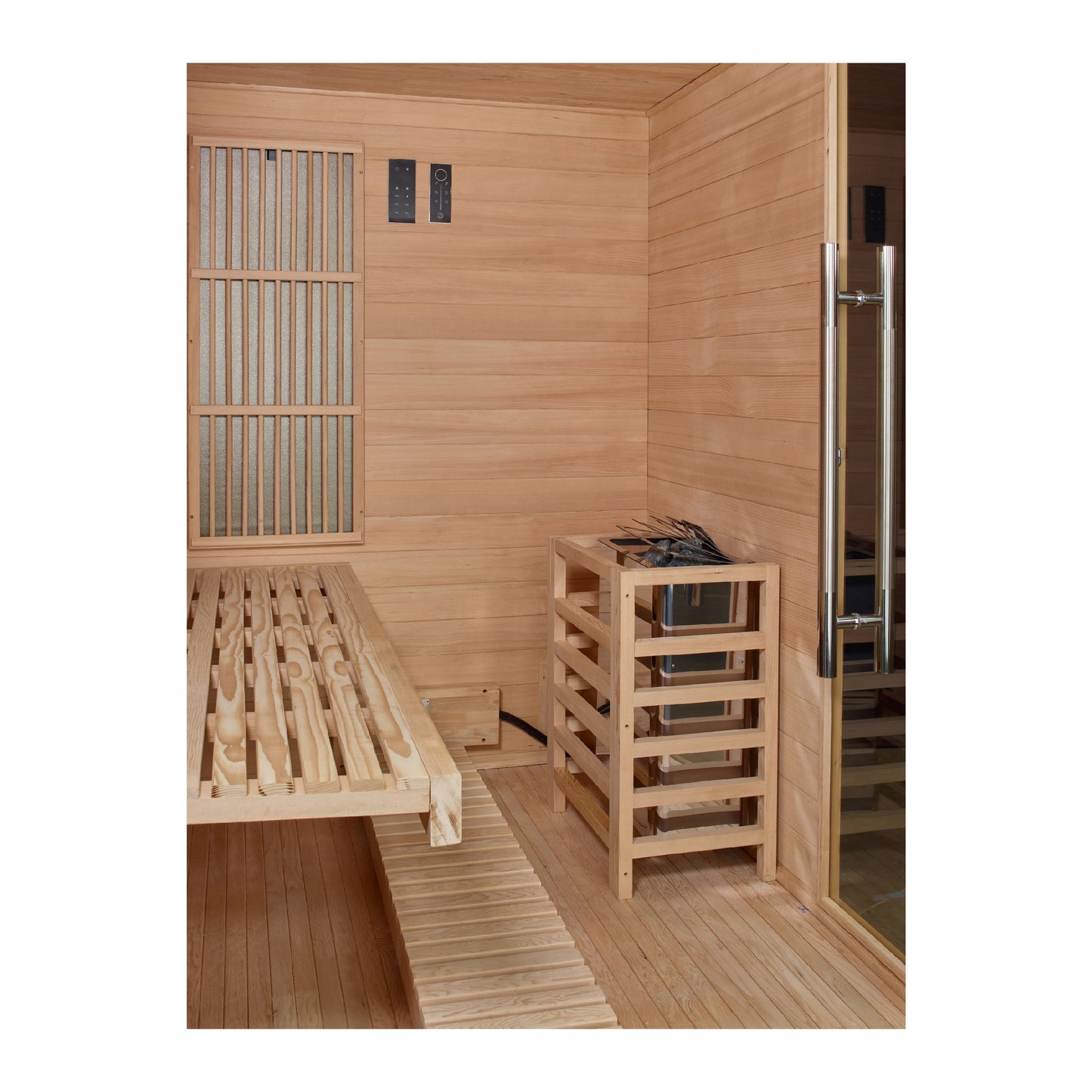 Golden Designs "Soria" 3 Person Hybrid Sauna (Indoor) Full Spectrum and Harvia Traditional Stove - GDI-8330-01