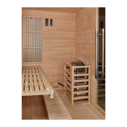 Golden Designs "Soria" 3 Person Hybrid Sauna (Indoor) Full Spectrum and Harvia Traditional Stove - GDI-8330-01