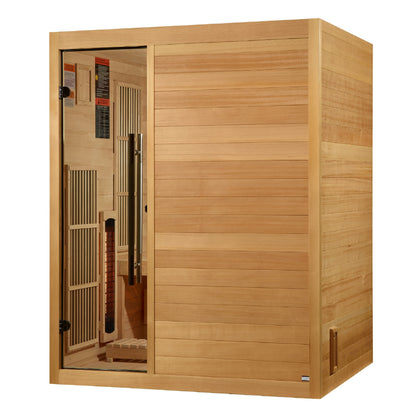 Golden Designs "Soria" 3 Person Hybrid Sauna (Indoor) Full Spectrum and Harvia Traditional Stove - GDI-8330-01
