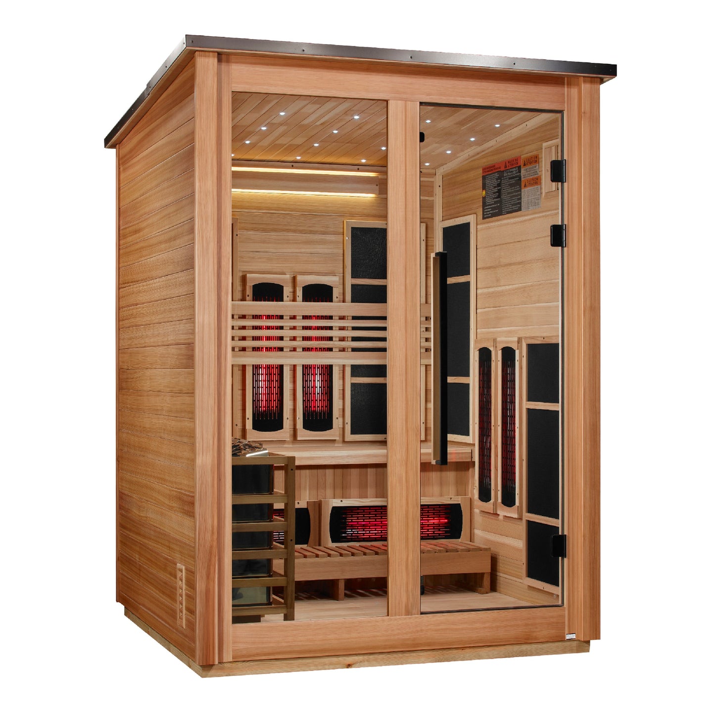 Golden Designs "Loviisa" 3 Person, Pacific Cedar Barn Hybrid (PureTech Full Spectrum IR or Traditional Stove) Outdoor Sauna   - GDI-8523-02
