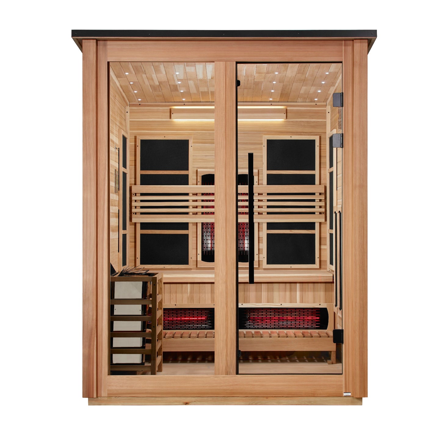 Golden Designs "Loviisa" 3 Person, Pacific Cedar Barn Hybrid (PureTech Full Spectrum IR or Traditional Stove) Outdoor Sauna   - GDI-8523-02