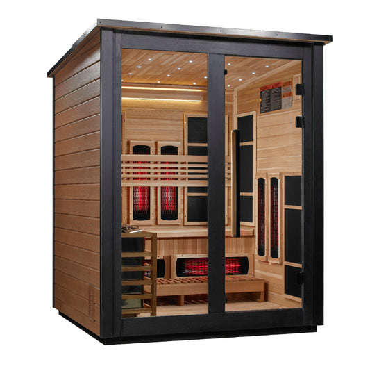 Golden Designs "Loviisa" 3 Person, 2 Tone Barn Hybrid (PureTech Full Spectrum IR or Traditional Stove) Outdoor Sauna  - GDI-8523-03