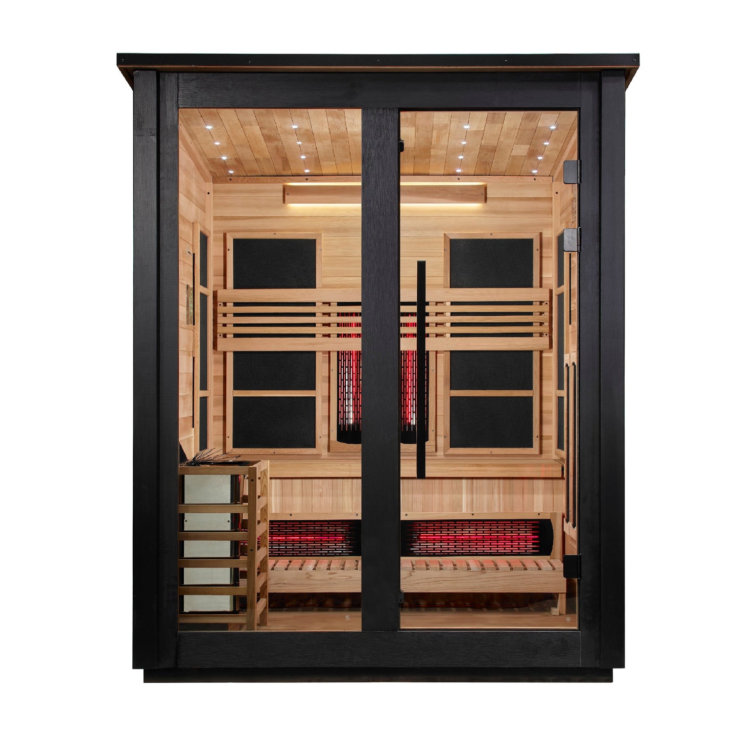 Golden Designs "Loviisa" 3 Person, 2 Tone Barn Hybrid (PureTech Full Spectrum IR or Traditional Stove) Outdoor Sauna  - GDI-8523-03