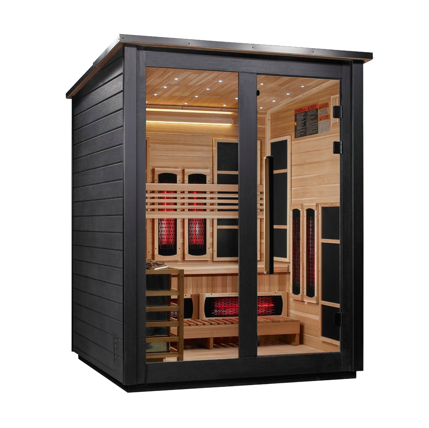 Golden Designs "Loviisa" 3 Person, Black Barn Hybrid (PureTech Full Spectrum IR or Traditional Stove) Outdoor Sauna - GDI-8523-04