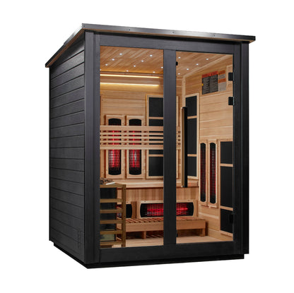 Golden Designs "Loviisa" 3 Person, Black Barn Hybrid (PureTech Full Spectrum IR or Traditional Stove) Outdoor Sauna - GDI-8523-04